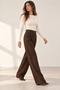 Women's Belted Lycra Brown Palazzo Trousers - 4