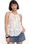 Mixray V-Neck Lace-Up Flounce Blouse