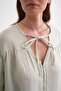 Mixray Lace-Up Collar Loose Long Sleeve Shirt - 5