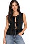 Mixray Ruffled Front Lace-Up Blouse