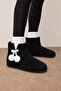 Riva Shoes Women's Plush Home Boots with Pompom Bow and Soft Lining Winter Slippers Home Boots - 2