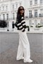 Women's Long Sleeve Striped Crop Sweater - 2