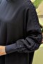 Square Patterned Mercerized Combination Tunic with Sleeves - 4