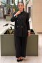 Double-Breasted Collar Jacket with Openable Back Button Detail and Trouser Set - 2
