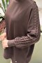 Square Patterned Mercerized Combination Tunic with Sleeves - 4