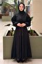 Floral Embroidery Embellished Full-Length French Buttoned Lined Dress - 2