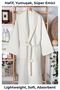 Waffle Bathrobe, 100% Cotton Unisex Cream Waffle Pique Bathrobe - High Water Absorbency & Soft Shawl Collar Bathrobe - Home1961 Waffle Woven Bathrobe for Men and Women - 5