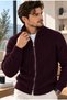 Men's Zippered Stand Collar Thick Knitted Textured Slim Fit Stylish Casual Cardigan