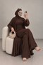 Sandy Fabric Triple Abaya Set in Brown Color - 2