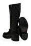 Women's Zippered Quilted Pattern Boots Real Leather 102 15935 Z Harley Black - 7