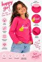 Girl's 100% Cotton Fuchsia Color Sweet Printed Long Sleeve Tshirt - 4