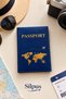 Single Leather Passport Cover Navy Blue