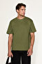 Studio Men's Organic Cotton Ribbed Short Sleeve Khaki T-Shirt - 4