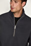 Ceremino Men's Half-Zip Gray Sweatshirt - 4