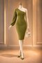 Imported Crepe Fabric One Shoulder Sleeve Detail Dress Pistachio Green 581880