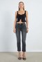 Zippered Cut-Off Leg Jeans - 2