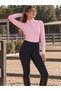 Pink Color Long Sleeve Women's Riding T-Shirt with Zipper - 3