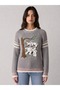 Women's Knitwear Sweater with Soft Teddy Bear Print, Glittery, Thick, Winter Style - 2
