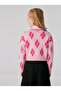 Girl's Premium Quality Front Buttoned Diamond Patterned Cardigan Pink - 3