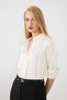 Silky Satin Classic Cut Satin Shirt - Ecru - 4