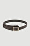 Oval Cut Thick Belt - Brown