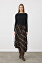 Asymmetric Plaid Skirt - Brown - 6