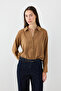 Classic Cut Viscose Shirt - Camel - 6
