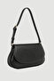 Oval Faux Leather Bag - Black - 2