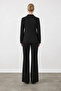 One Button Blazer Jacket - Black - 6