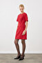 Mini Dress with Pocket Detail - Red - 4