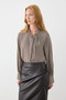Scarf-Houndstooth Shirt - Beige - 3