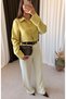 Pocketed buttoned palazzo pants - stone - 2