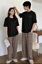 Unisex Plaid Patterned Comfortable Fit Cotton Trousers