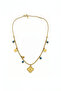 Stainless Steel Evil Eye Beaded Clover Detailed Women's Necklace 47 cm Gold Color