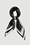 Polka Dot Shawl with Pattern Detail Cotton Scarf - Black