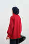 Women's Snap Detail Hidden Zipper Ribbed Parachute Jacket Red - 4
