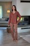Women's Teddy Bear Patterned Front Buttoned Waffle Fabric Pajama Set - 3