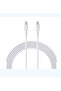 , C to C Cable, 1.8m, 60W, Braided Nylon, White - 2