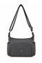Women's Adjustable Cross Strap Multi-Compartment Faux Leather Shoulder Bag Gray
