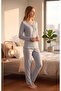 Angelique 100% Cotton Long Sleeve Soft Textured Relaxed Cut Pajama Set 40101-40102 - 2