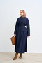 Women's Pleated Denim Skirt Suit Navy Blue - 2