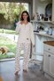 Women's Penguin Patterned Patchwork Waffle Fabric Pajama Set