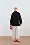 Women's Snap Detail Hidden Zipper Ribbed Parachute Jacket Black - 3