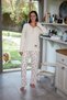 Women's Penguin Patterned Patchwork Waffle Fabric Pajama Set - 6