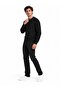 Men's Black Crew Neck Vertical Striped Knit Sweater - 4
