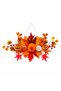 (eb390)Halloween Wreath,Wood Wreath for Front Door, Maple Leaf Pumpkin Flower Wooden Decor 17 Inch,Autumn Thanksgiving Welcome Door Sign for Front Door Farmhouse Porch Wall Decor Outdoor