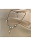 Xuping Silver Asymmetric Chain Necklace with Moon Stone Star Pendant - Y2K Trend Non-Tarnish Vintage Women's Necklace - 3
