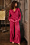Pink Striped Buttoned Flowy Wide-Leg Pajama Set - 2