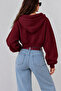 Burgundy Crop Hooded Zippered Short Cardigan - 6