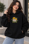 Women's Plus Size Oversize Hooded Sweatshirt Sunflower Daisy Printed 3 Thread Kangaroo Pocket Hoodie